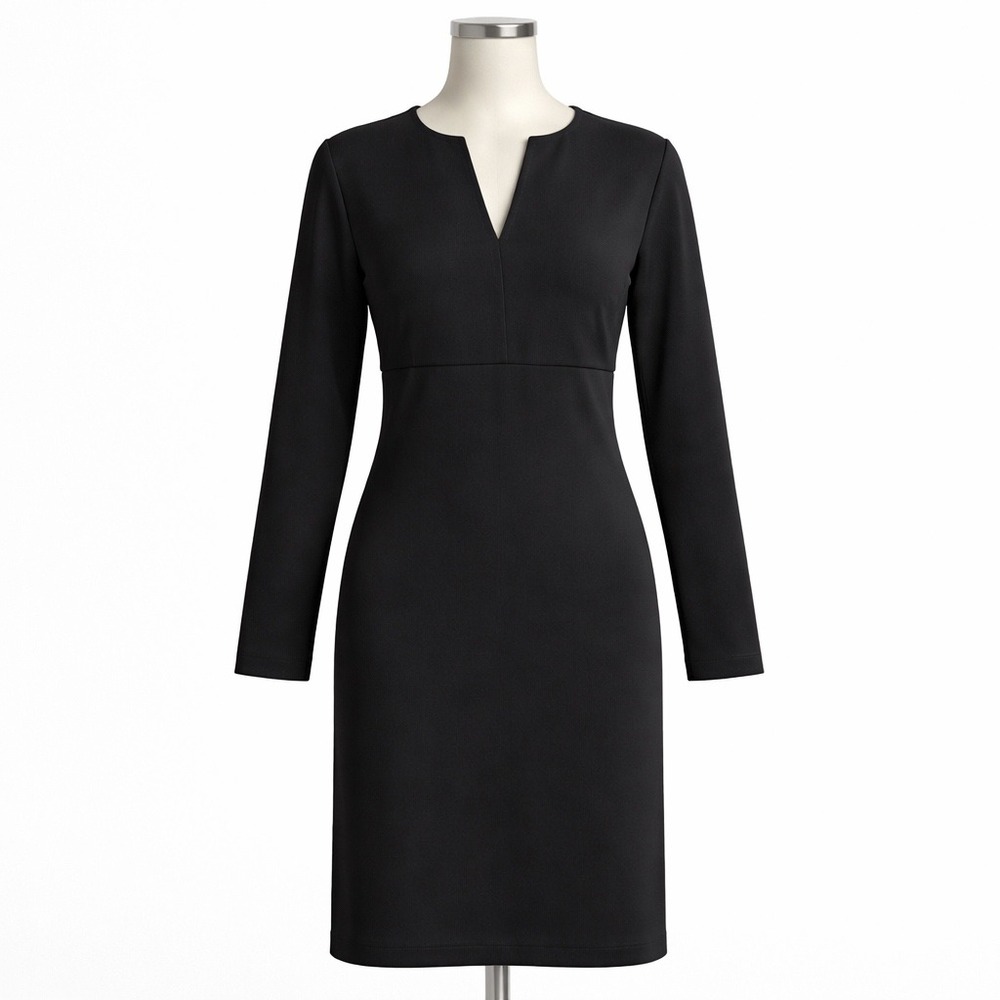 Royal Robbins Dress Womens S Black Ponte Knit Long Sleeve Split Neck Zip Pocket